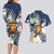 Hafa Adai Guam Couples Matching Long Sleeve Bodycon Dress and Hawaiian Shirt Sihek Guam Kingfisher with Guasali