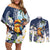 Hafa Adai Guam Couples Matching Off Shoulder Short Dress and Long Sleeve Button Shirt Sihek Guam Kingfisher with Guasali