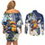 Hafa Adai Guam Couples Matching Off Shoulder Short Dress and Long Sleeve Button Shirt Sihek Guam Kingfisher with Guasali