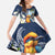 Hafa Adai Guam Family Matching Off The Shoulder Long Sleeve Dress and Hawaiian Shirt Sihek Guam Kingfisher with Guasali