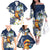 Hafa Adai Guam Family Matching Off The Shoulder Long Sleeve Dress and Hawaiian Shirt Sihek Guam Kingfisher with Guasali