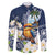 Hafa Adai Guam Family Matching Off The Shoulder Long Sleeve Dress and Hawaiian Shirt Sihek Guam Kingfisher with Guasali