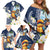 Hafa Adai Guam Family Matching Off Shoulder Short Dress and Hawaiian Shirt Sihek Guam Kingfisher with Guasali