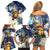 Hafa Adai Guam Family Matching Off Shoulder Short Dress and Hawaiian Shirt Sihek Guam Kingfisher with Guasali