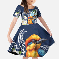 Hafa Adai Guam Family Matching Tank Maxi Dress and Hawaiian Shirt Sihek Guam Kingfisher with Guasali