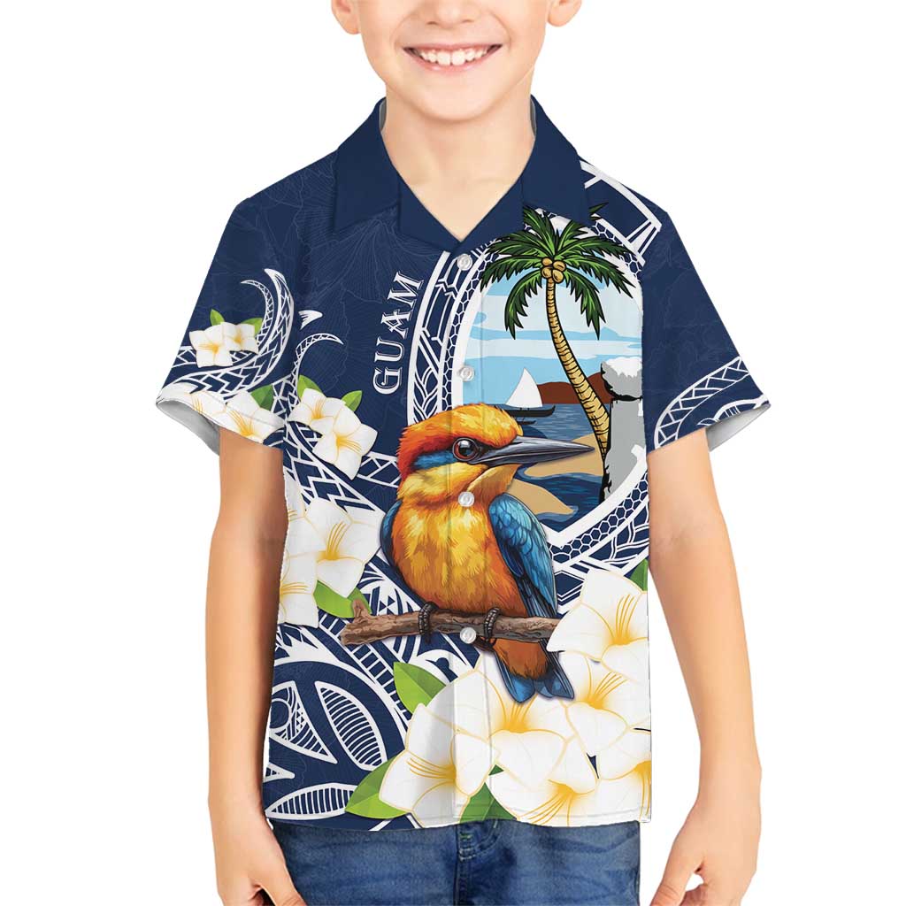 Hafa Adai Guam Family Matching Tank Maxi Dress and Hawaiian Shirt Sihek Guam Kingfisher with Guasali