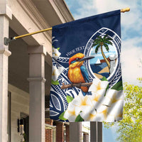 Hafa Adai Guam Garden Flag Sihek Guam Kingfisher with Guasali LT7 House Flag Navy Blue - Polynesian Pride