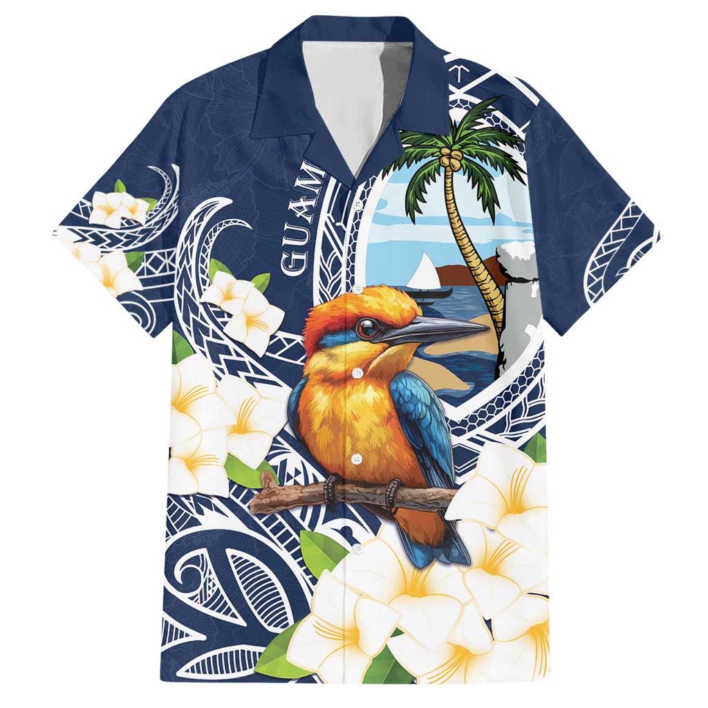 Hafa Adai Guam Hawaiian Shirt Sihek Guam Kingfisher with Guasali