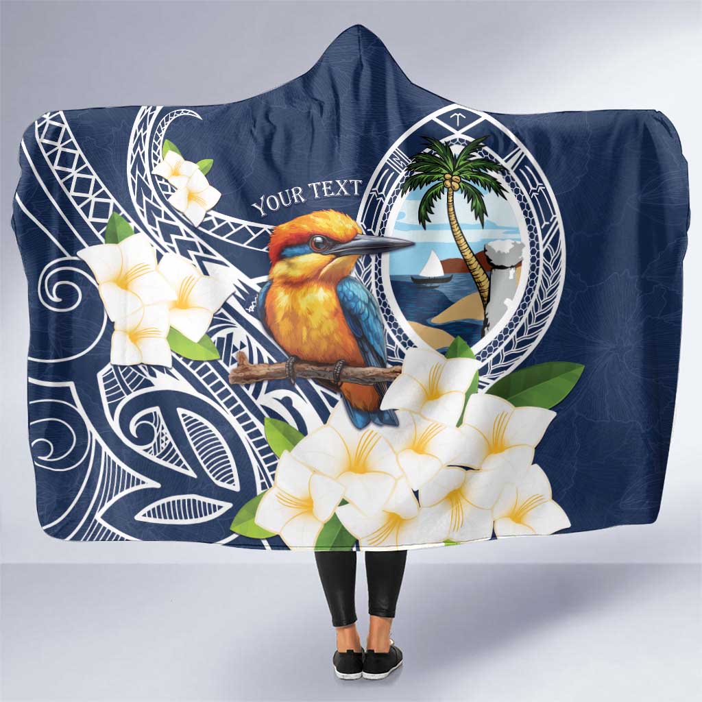 Hafa Adai Guam Hooded Blanket Sihek Guam Kingfisher with Guasali LT7 One Size Navy Blue - Polynesian Pride