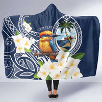 Hafa Adai Guam Hooded Blanket Sihek Guam Kingfisher with Guasali LT7 One Size Navy Blue - Polynesian Pride