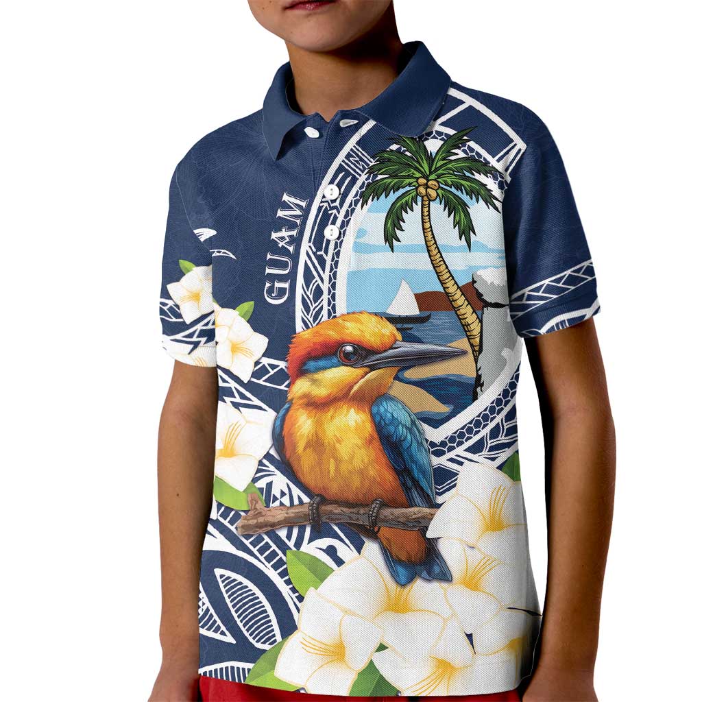 Hafa Adai Guam Kid Polo Shirt Sihek Guam Kingfisher with Guasali