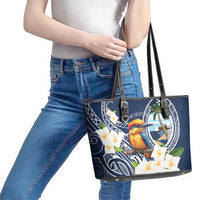 Hafa Adai Guam Leather Tote Bag Sihek Guam Kingfisher with Guasali LT7 - Polynesian Pride
