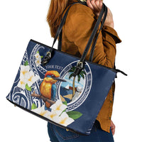 Hafa Adai Guam Leather Tote Bag Sihek Guam Kingfisher with Guasali LT7 - Polynesian Pride