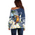 Hafa Adai Guam Off Shoulder Sweater Sihek Guam Kingfisher with Guasali