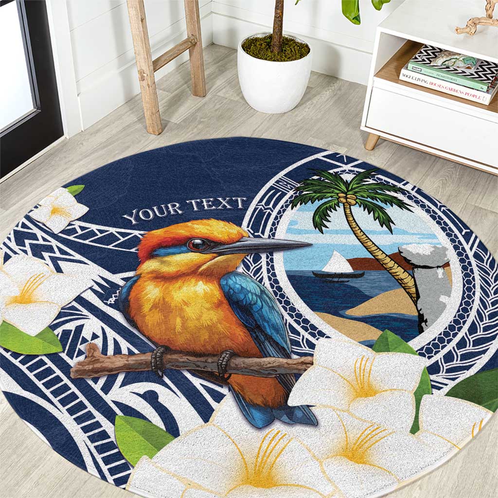 Hafa Adai Guam Round Carpet Sihek Guam Kingfisher with Guasali