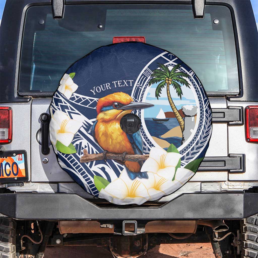 Hafa Adai Guam Spare Tire Cover Sihek Guam Kingfisher with Guasali LT7 Navy Blue - Polynesian Pride