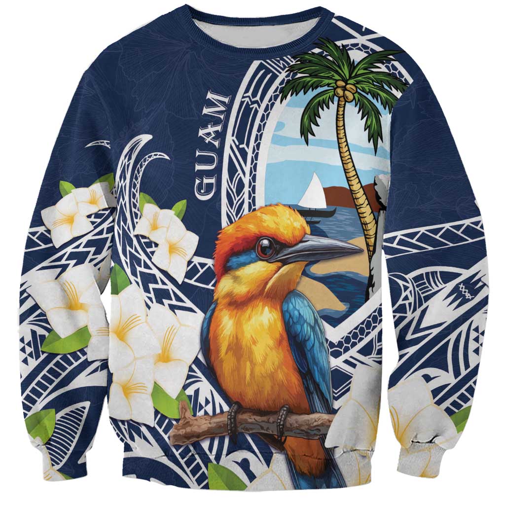 Hafa Adai Guam Sweatshirt Sihek Guam Kingfisher with Guasali LT7 Unisex Navy Blue - Polynesian Pride