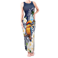 Hafa Adai Guam Tank Maxi Dress Sihek Guam Kingfisher with Guasali LT7 Women Navy Blue - Polynesian Pride