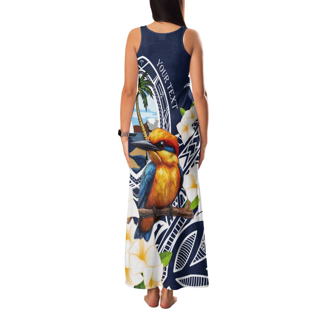 Hafa Adai Guam Tank Maxi Dress Sihek Guam Kingfisher with Guasali LT7 - Polynesian Pride