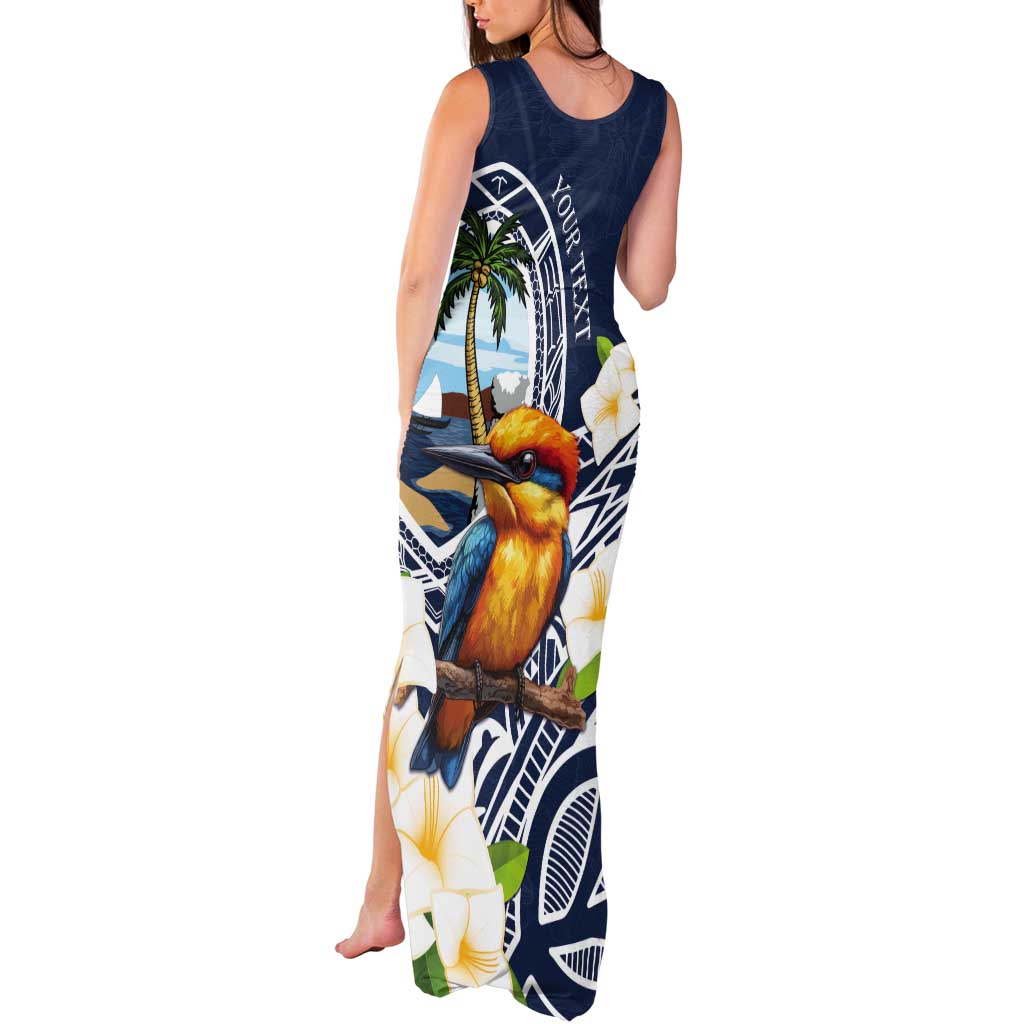 Hafa Adai Guam Tank Maxi Dress Sihek Guam Kingfisher with Guasali LT7 - Polynesian Pride