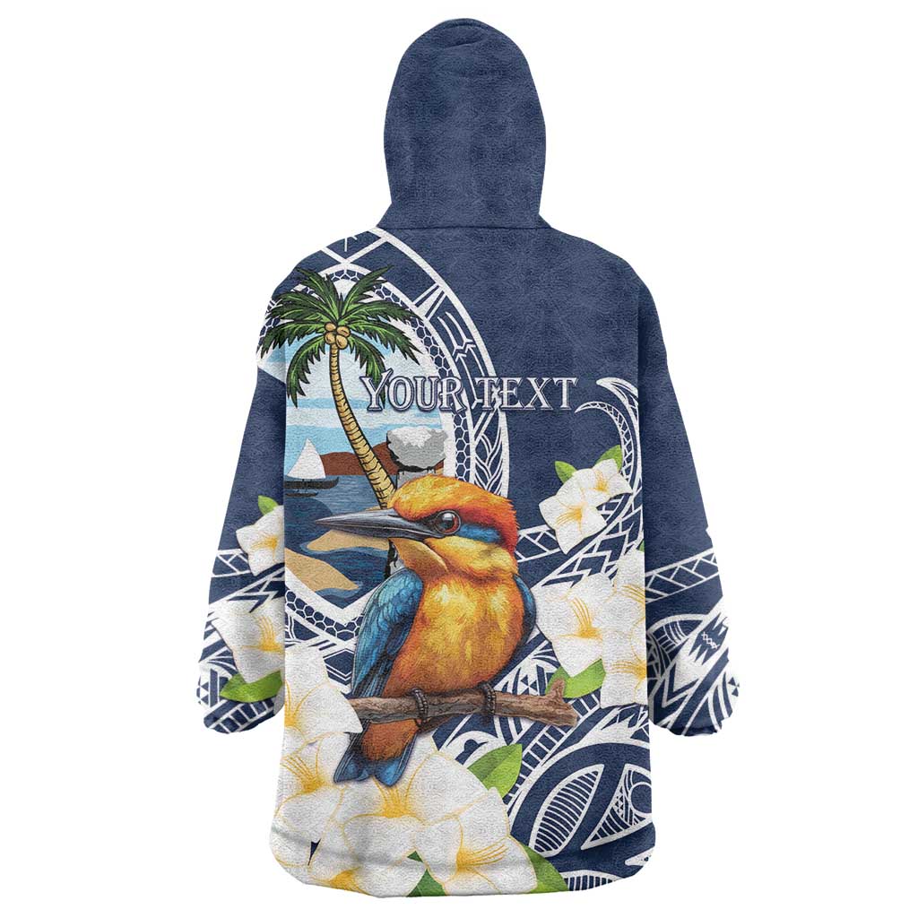 Hafa Adai Guam Wearable Blanket Hoodie Sihek Guam Kingfisher with Guasali LT7 - Polynesian Pride