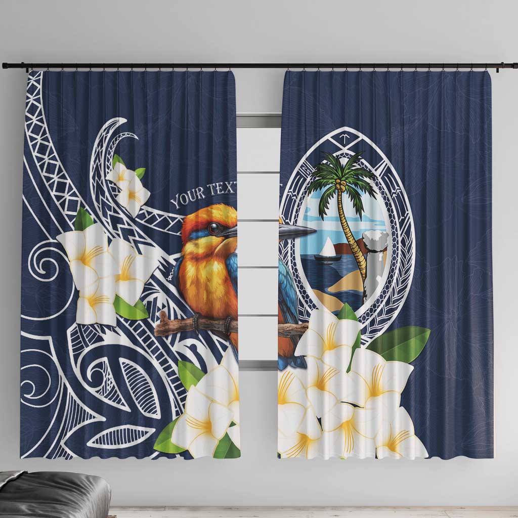 Hafa Adai Guam Window Curtain Sihek Guam Kingfisher with Guasali LT7 With Hooks Navy Blue - Polynesian Pride