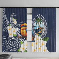 Hafa Adai Guam Window Curtain Sihek Guam Kingfisher with Guasali LT7 With Hooks Navy Blue - Polynesian Pride