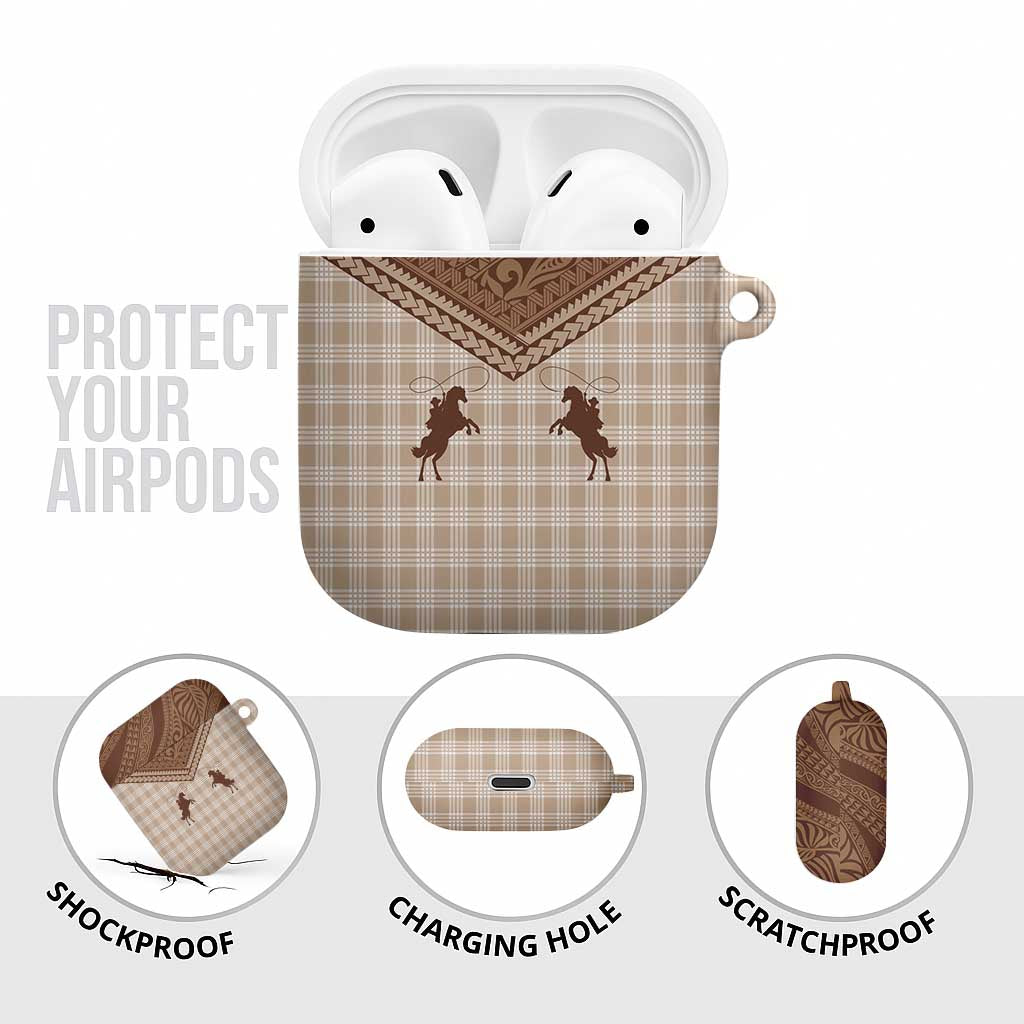 Aloha Hawaii Cowboys Paniolo AirPods Case Beige Palaka - Polynesian Pride