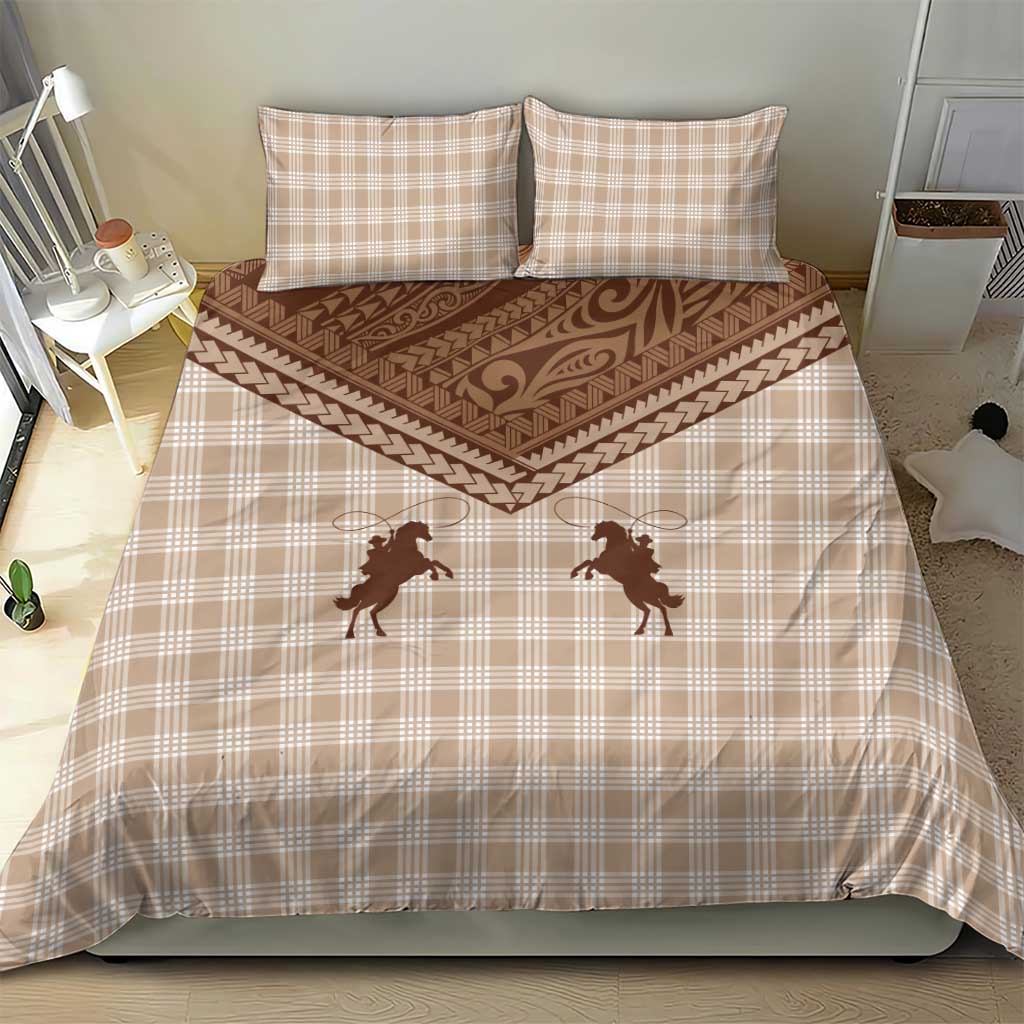 Aloha Hawaii Cowboys Paniolo Bedding Set Beige Palaka - Polynesian Pride