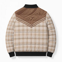 Aloha Hawaii Cowboys Paniolo Bomber Puffer Jacket Beige Palaka - Polynesian Pride