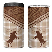 Aloha Hawaii Cowboys Paniolo 4 in 1 Can Cooler Tumbler Beige Palaka - Polynesian Pride