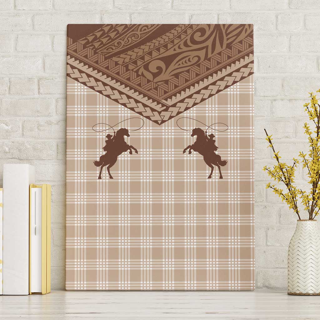 Aloha Hawaii Cowboys Paniolo Canvas Wall Art Beige Palaka - Polynesian Pride