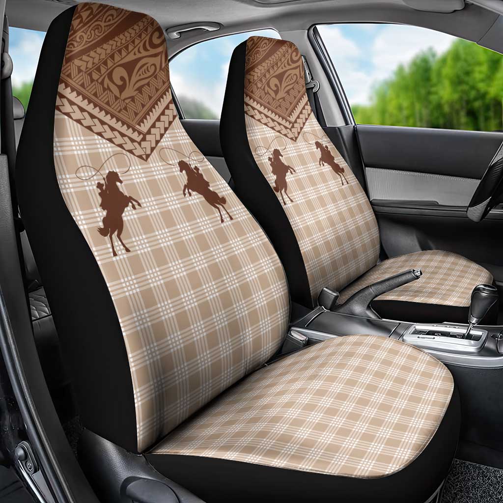 Aloha Hawaii Cowboys Paniolo Car Seat Cover Beige Palaka - Polynesian Pride