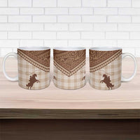 Aloha Hawaii Cowboys Paniolo Ceramic Mug Beige Palaka - Polynesian Pride