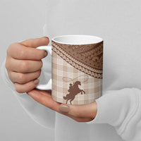 Aloha Hawaii Cowboys Paniolo Ceramic Mug Beige Palaka - Polynesian Pride