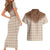 Aloha Hawaii Cowboys Paniolo Couples Matching Short Sleeve Bodycon Dress and Hawaiian Shirt Beige Palaka - Polynesian Pride