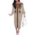 Aloha Hawaii Cowboys Paniolo Family Matching Off The Shoulder Long Sleeve Dress and Hawaiian Shirt Beige Palaka - Polynesian Pride