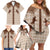 Aloha Hawaii Cowboys Paniolo Family Matching Off Shoulder Short Dress and Hawaiian Shirt Beige Palaka - Polynesian Pride