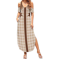 Aloha Hawaii Cowboys Paniolo Family Matching Summer Maxi Dress and Hawaiian Shirt Beige Palaka - Polynesian Pride