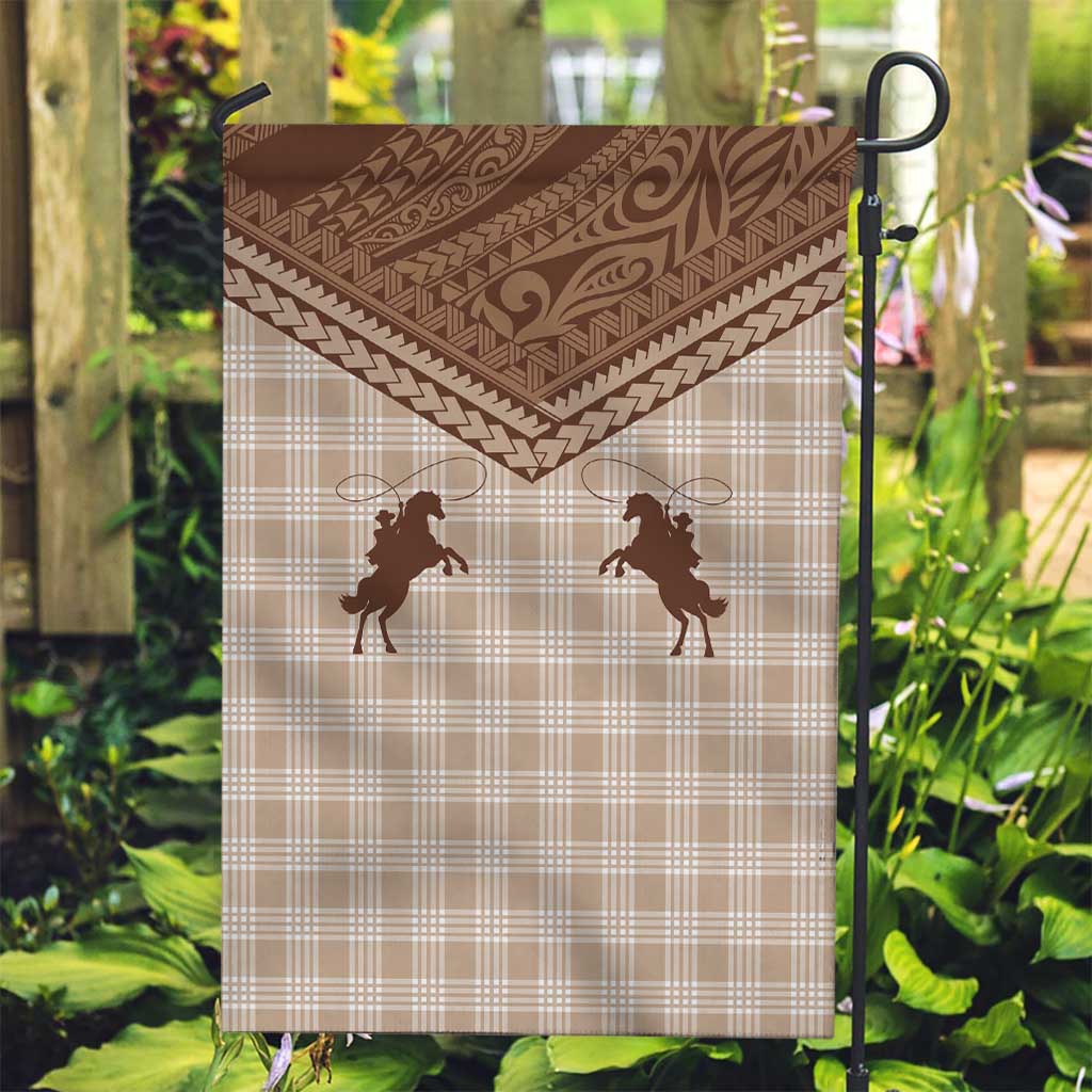 Aloha Hawaii Cowboys Paniolo Garden Flag Beige Palaka - Polynesian Pride