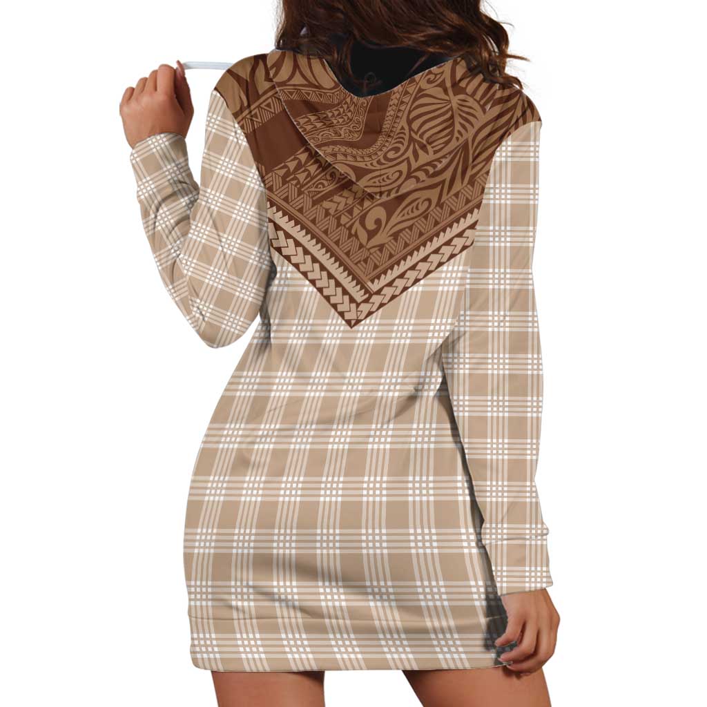 Aloha Hawaii Cowboys Paniolo Hoodie Dress Beige Palaka - Polynesian Pride