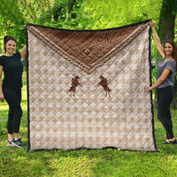 Aloha Hawaii Cowboys Paniolo Quilt Beige Palaka - Polynesian Pride