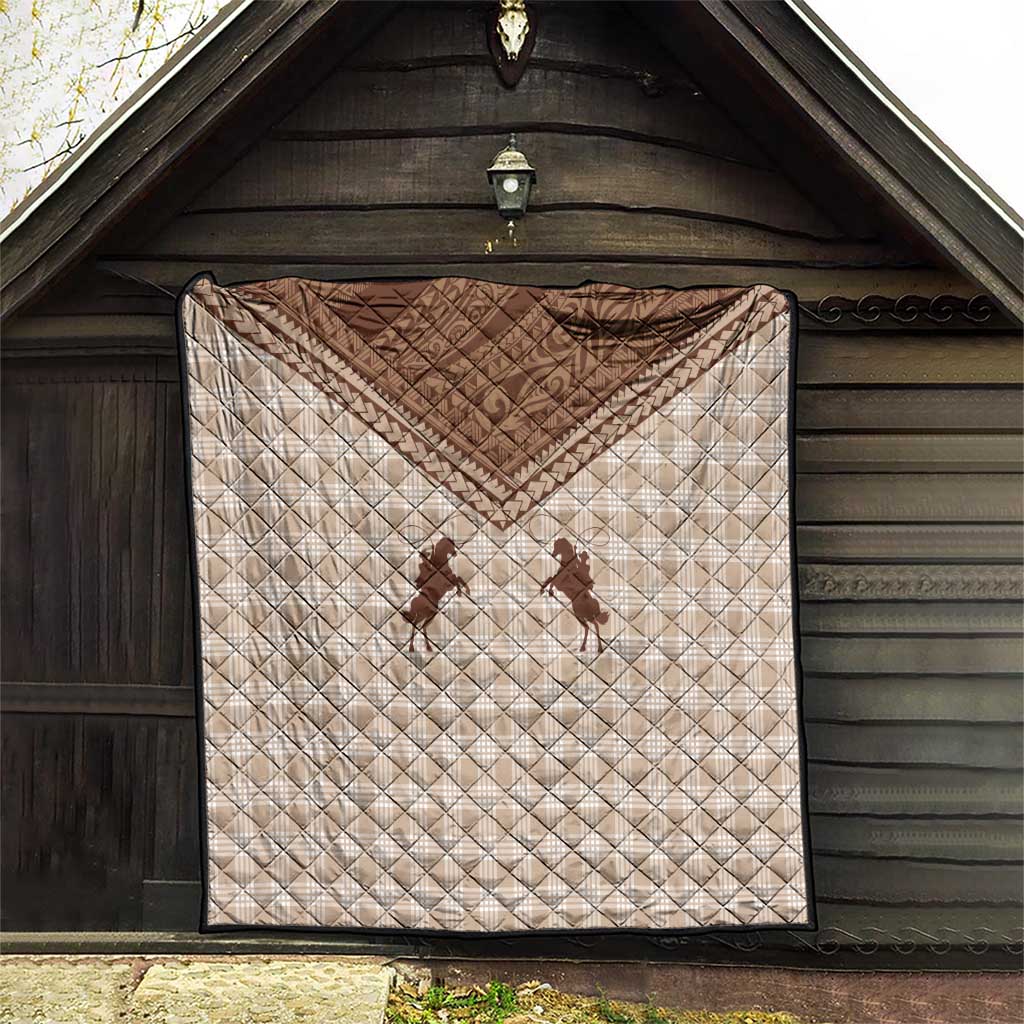 Aloha Hawaii Cowboys Paniolo Quilt Beige Palaka - Polynesian Pride