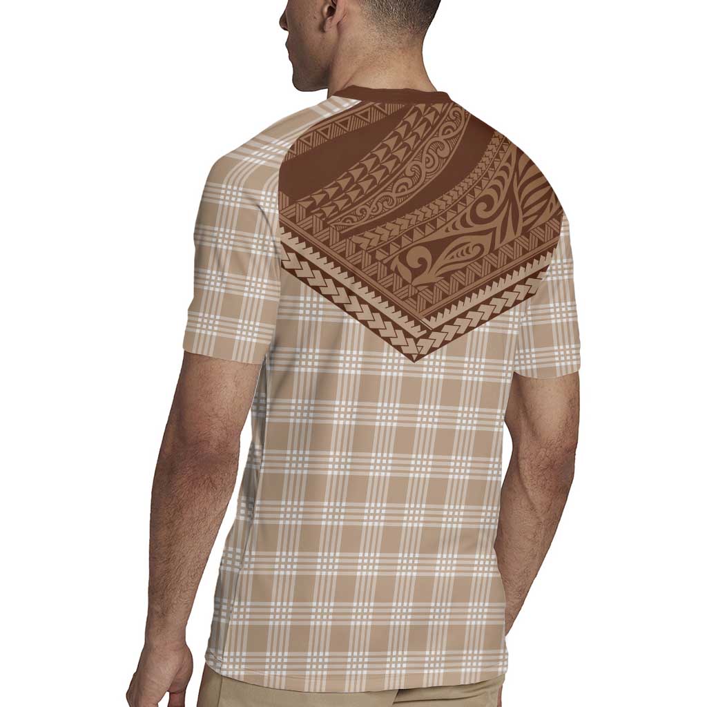 Aloha Hawaii Cowboys Paniolo Rugby Jersey Beige Palaka - Polynesian Pride