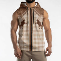 Aloha Hawaii Cowboys Paniolo Sleeveless Zip Hoodie Beige Palaka LT7 - Polynesian Pride