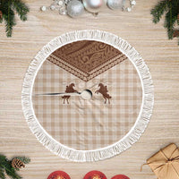 Aloha Hawaii Cowboys Paniolo Tree Skirt Beige Palaka LT7 Fringed Beige - Polynesian Pride