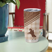 Aloha Hawaii Cowboys Paniolo Tumbler Cup Beige Palaka - Polynesian Pride