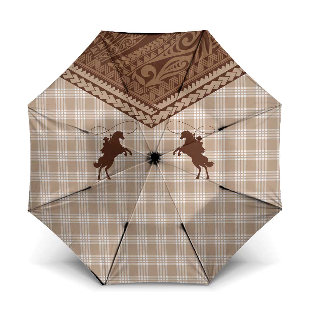 Aloha Hawaii Cowboys Paniolo Umbrella Beige Palaka - Polynesian Pride
