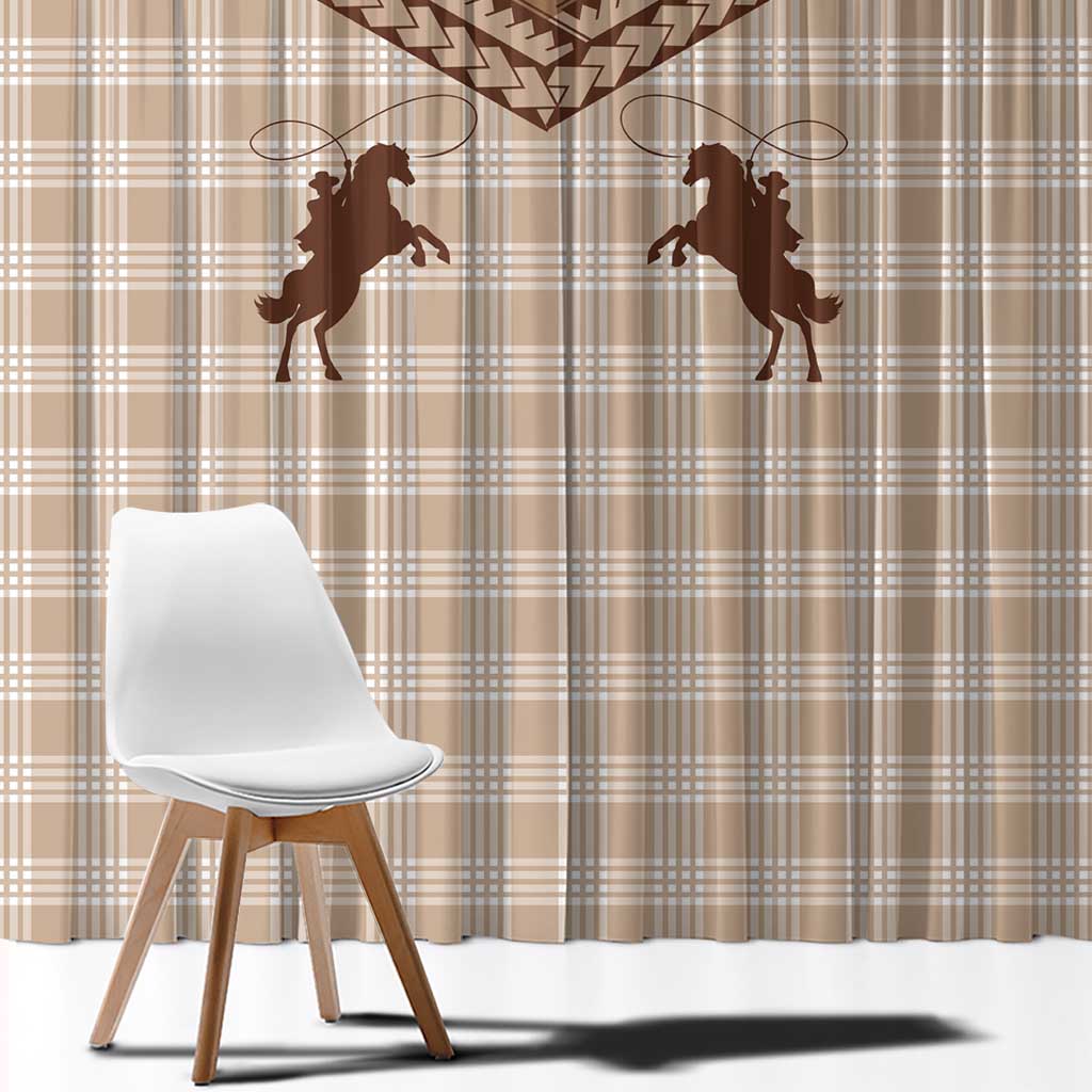 Aloha Hawaii Cowboys Paniolo Window Curtain Beige Palaka - Polynesian Pride