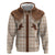 Aloha Hawaii Cowboys Paniolo Zip Hoodie Beige Palaka - Polynesian Pride